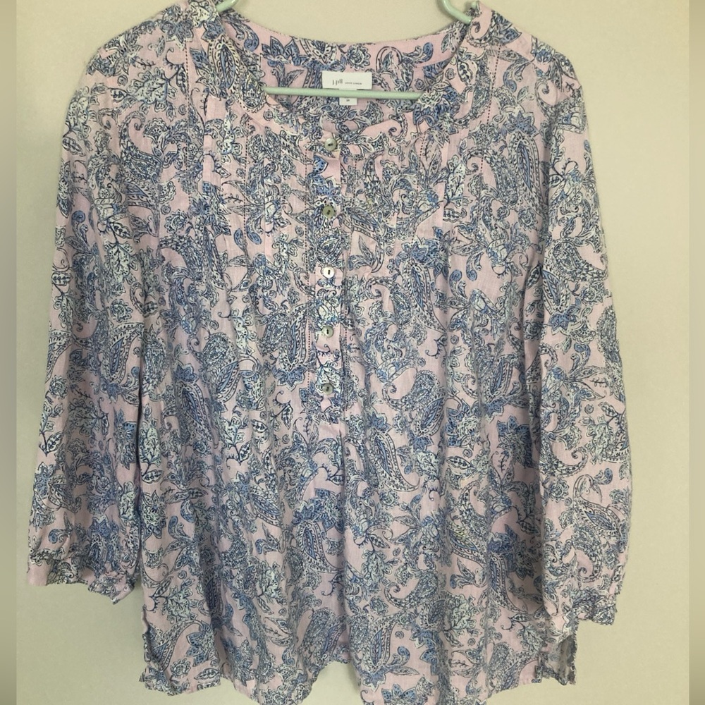 J. Jill Pink and Blue Paisley Tunic Top
